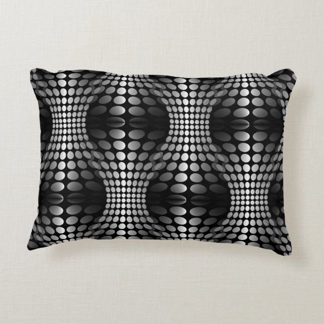 Dotted Waves Wallpaper black & white Accent Pillow (Back)
