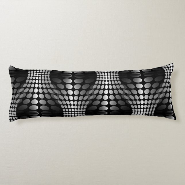Dotted Waves Wallpaper black & white Body Pillow (Back)