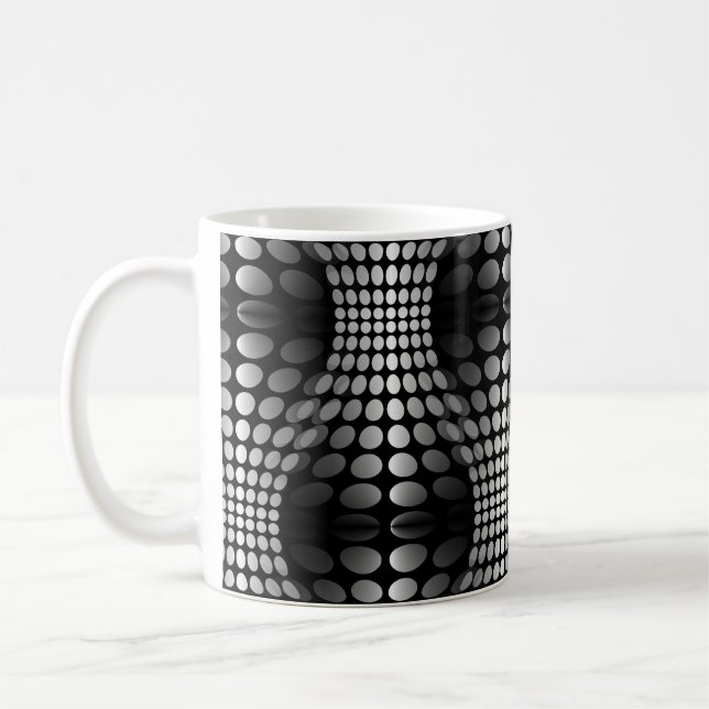 Dotted Waves Wallpaper black & white Coffee Mug (Left)