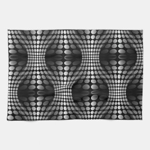 Dotted Waves Wallpaper black & white Kitchen Towel