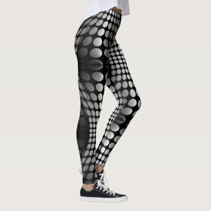 Dotted Waves - Wallpaper black & white Leggings