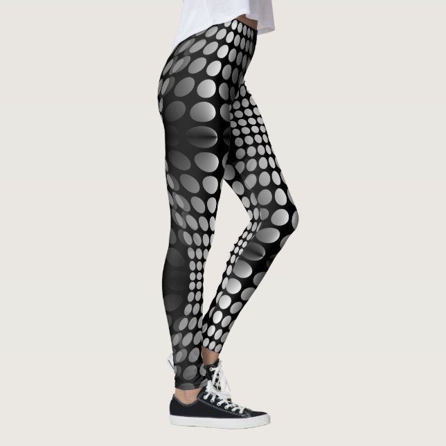 Dotted Waves - Wallpaper black & white Leggings (Right)
