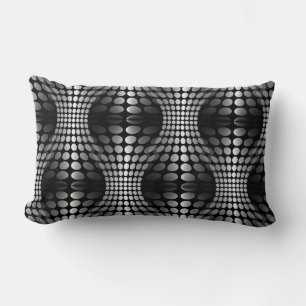 Dotted Waves Wallpaper black & white Lumbar Pillow