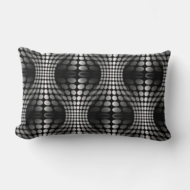 Dotted Waves Wallpaper black & white Lumbar Pillow (Front)