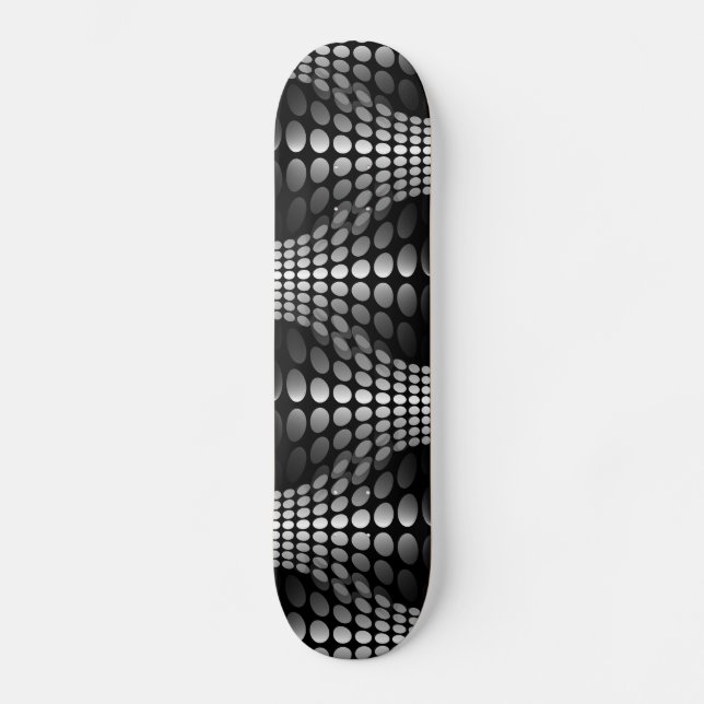 Dotted Waves Wallpaper black & white Skateboard (Front)