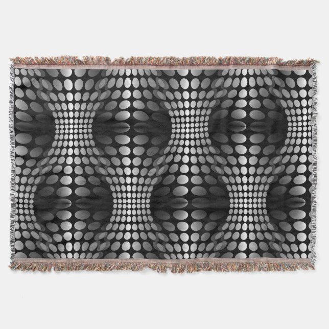 Dotted Waves Wallpaper black & white Throw Blanket (Front)