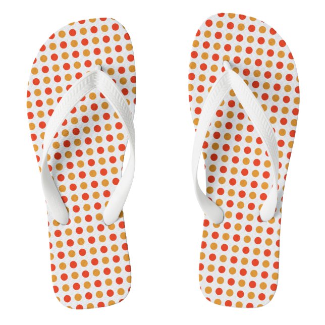 Dotted Yellow and Orange Flip Flops (Footbed)