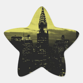 Dotted Yellow Black New York City Star Sticker