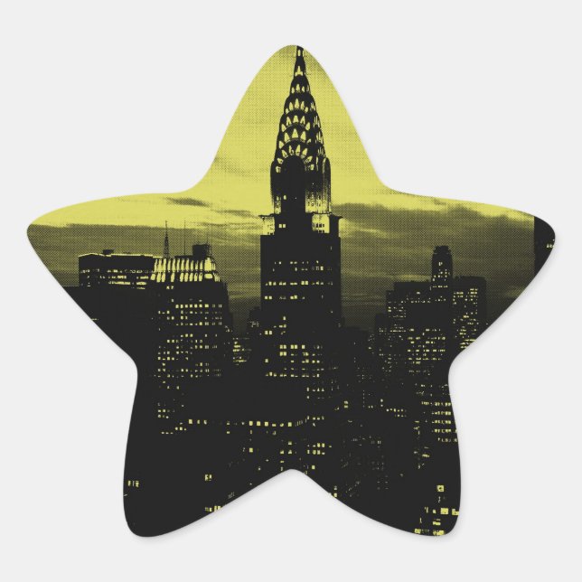 Dotted Yellow Black New York City Star Sticker (Front)