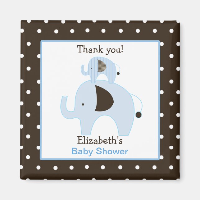 Dottie Elephant (Blue) Square Favour Magnet (Front)