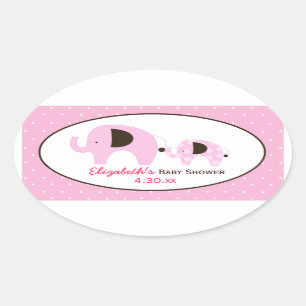 Dottie Elephant (Pink) Custom Oval Favour Sticker