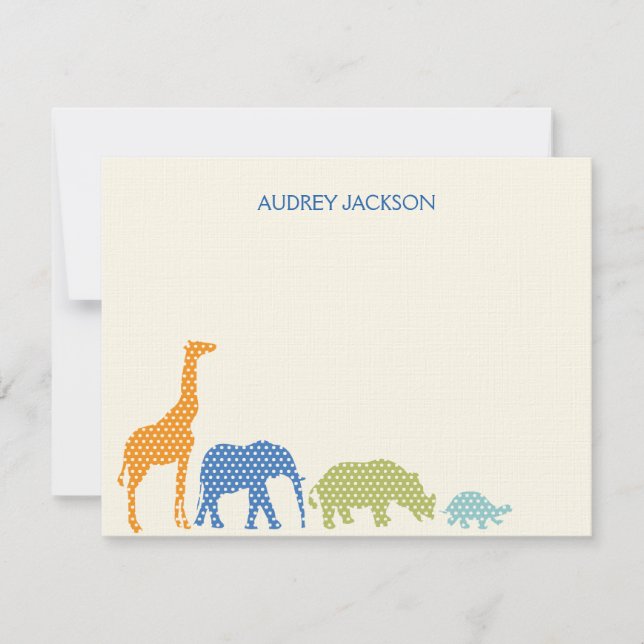 Dotty Animaux Merci Cartes - Bleu (Devant)