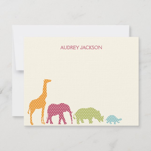 Dotty Animaux Merci Cartes - Rose (Devant)