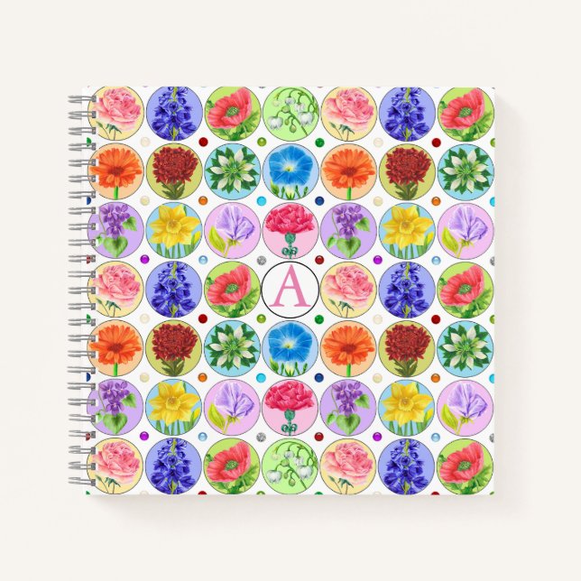 Dotty Birth Flower and Gem Notebook (Front)