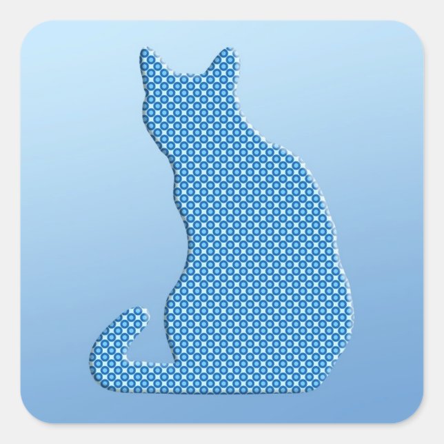 Dotty Cat - shades of blue Square Sticker (Front)