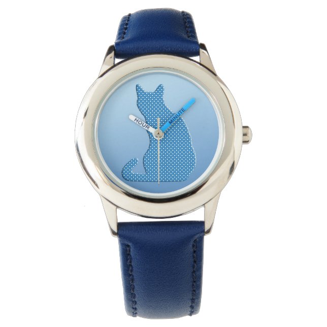 Dotty Cat - shades of blue Watch (Front)