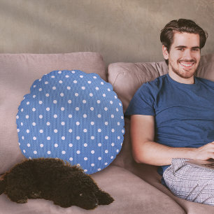 Dotty Delight Blue Round Pillow