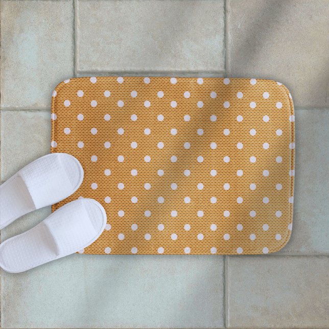 Dotty Delight Orange Bath Mat (A Dotty Delight Orange Bath Mat on the top view.)