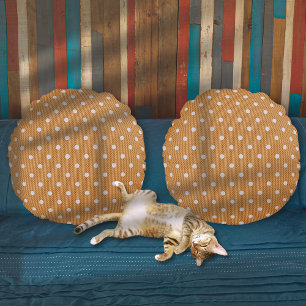 Dotty Delight Orange Round Pillow