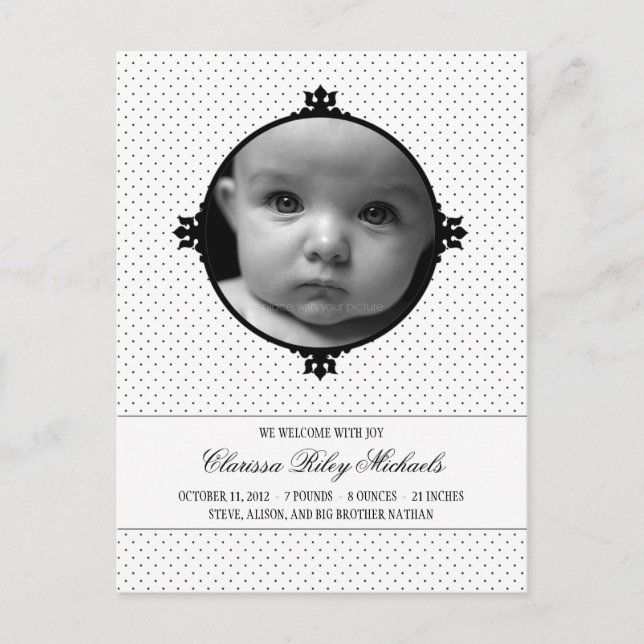 Dotty Delight Photo Birth Announcement (Front)