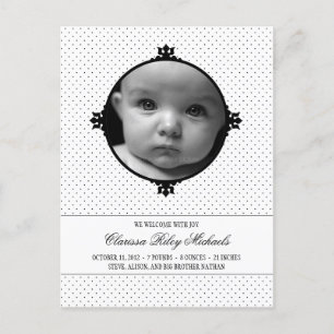 Dotty Delight Photo Birth Announcement Postcard