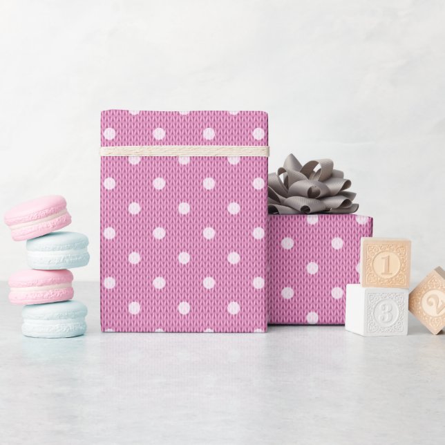 Dotty Delight Pink Wrapping Paper (Baby Shower)