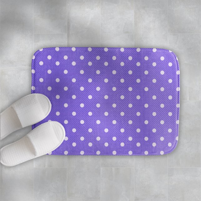 Dotty Delight Purple Bath Mat (A Dotty Delight Purple Bath Mat on the top view.)