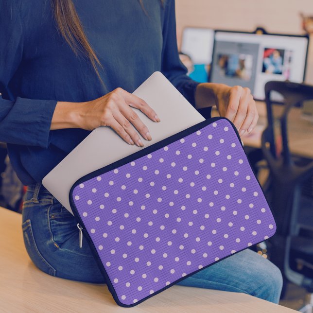  Dotty Delight Purple Laptop Sleeve (A woman tries to put her rap note into a laptop in a Dotty Delight Purple Laptop Sleeve.)