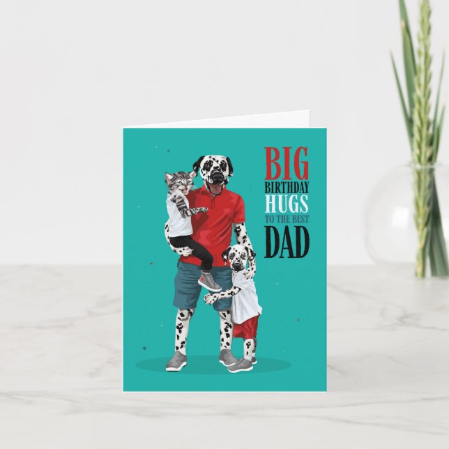 Dotty Dog Birthday Hugs Best Dad Card (Front)