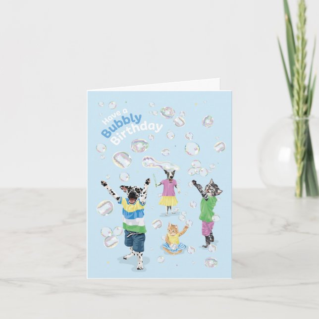 Dotty Dog Bubbly Birthday Card (Front)