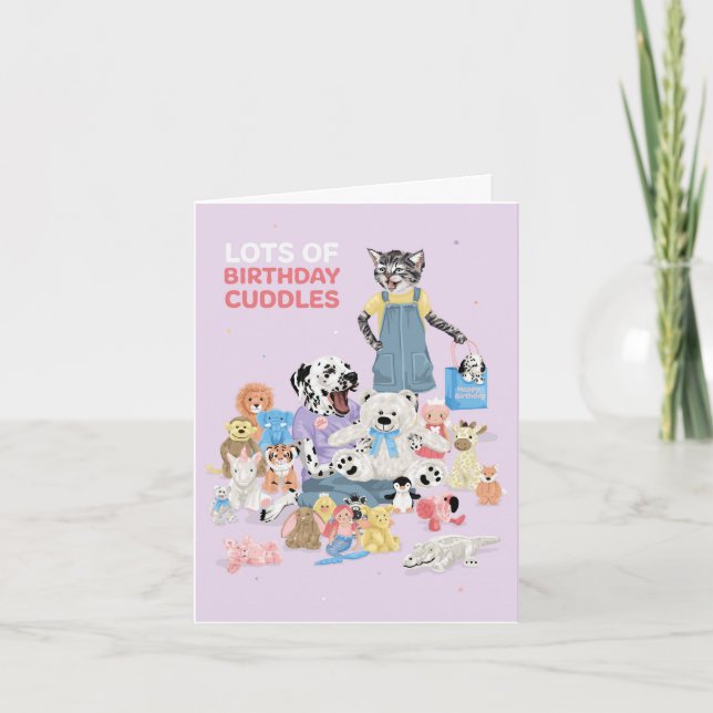 Dotty Dog Cuddly Toy Birthday Cuddles Card (Front)