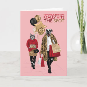 Dotty Dog Leopard Print  Hit Spot Birthday  Card