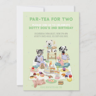 Dotty Dog Part-tea for Two 2nd Birthday Invitation