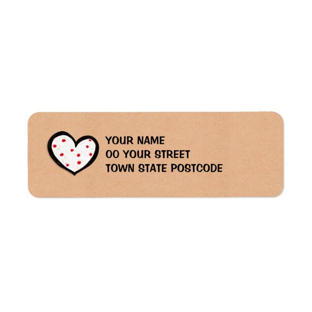 Dotty Hearts kraft Adresse de retour Label (Devant)