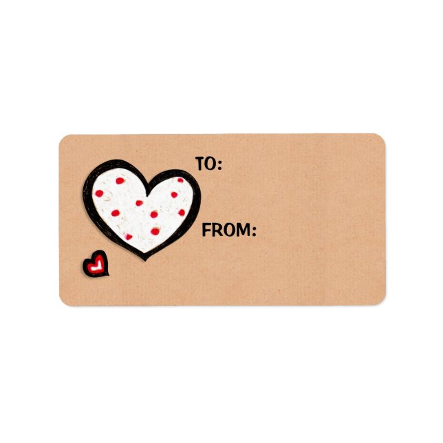Dotty Hearts kraft Gift Tag Sticker (Front)