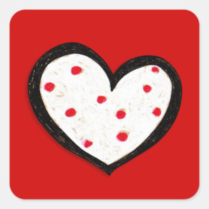 Dotty Hearts red Square Sticker