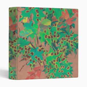 Dotty leaves, autumn floral, green, yellow & brown binder