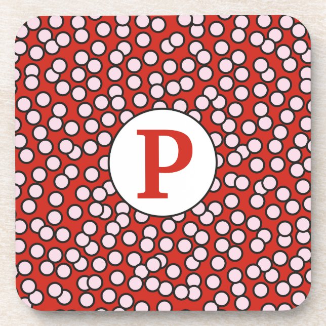 Dotty Monogram Pattern Coaster (Front)