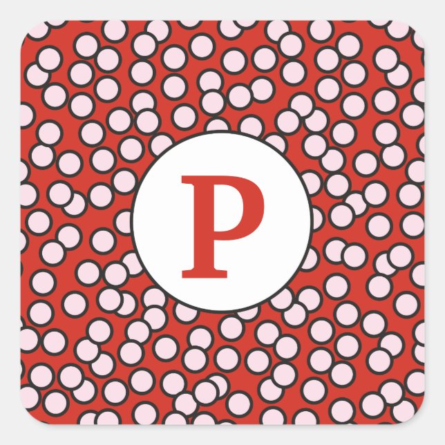 Dotty Monogram Pattern Square Sticker (Front)