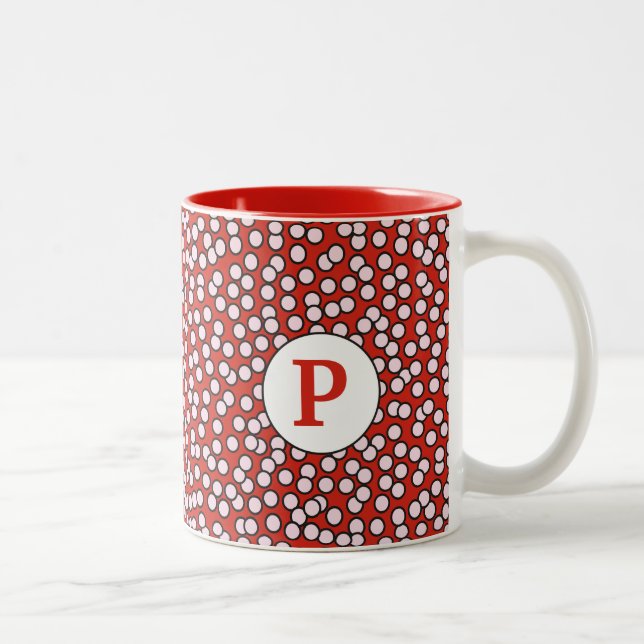 Dotty Monogram Pattern Two-Tone Coffee Mug (Right)