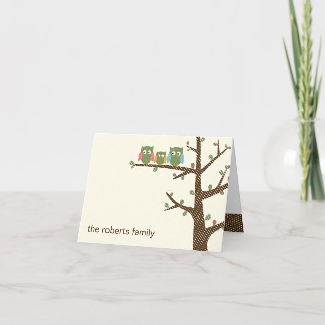 Dotty Owls Baby Thank You Card (Front)