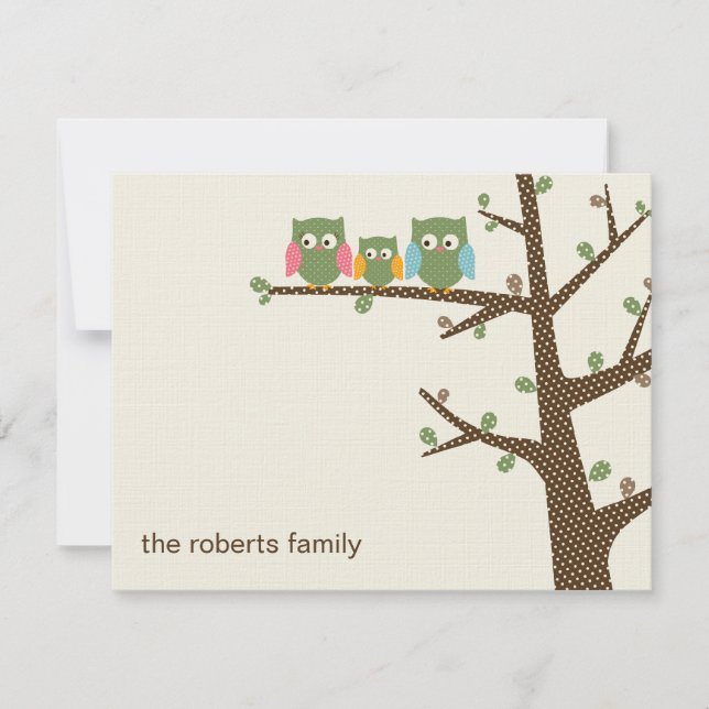 Dotty Owls Merci Cartes Invitation (Devant)