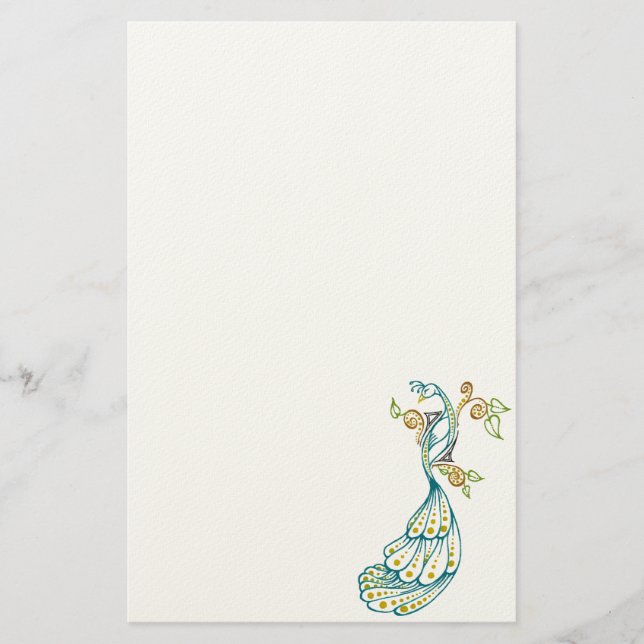 Dotty Peacock Colour Stationary Stationery (Front)