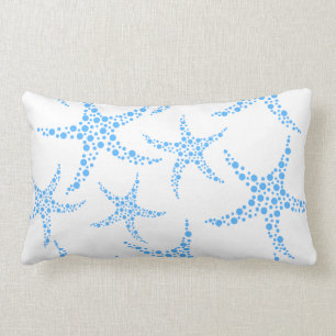 Dotty Starfish Pattern in Blue and White. Lumbar Pillow