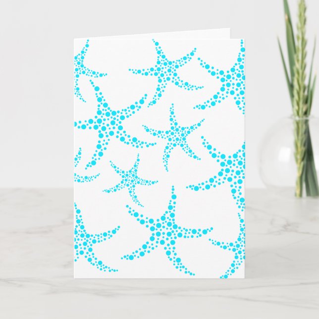 Dotty Starfish Pattern in Turquoise and White. Card (Front)