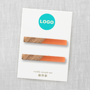 Double Add Logo Hair Clip Barrette Display Card