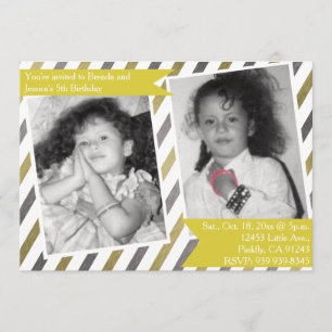 Double anniversaire simple Invitation Jaune
