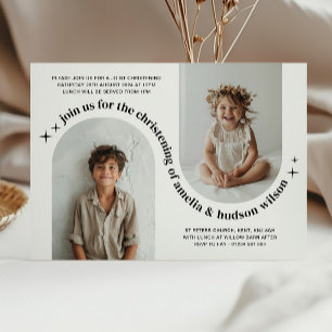 Double Arc Photo Invitation coChristening