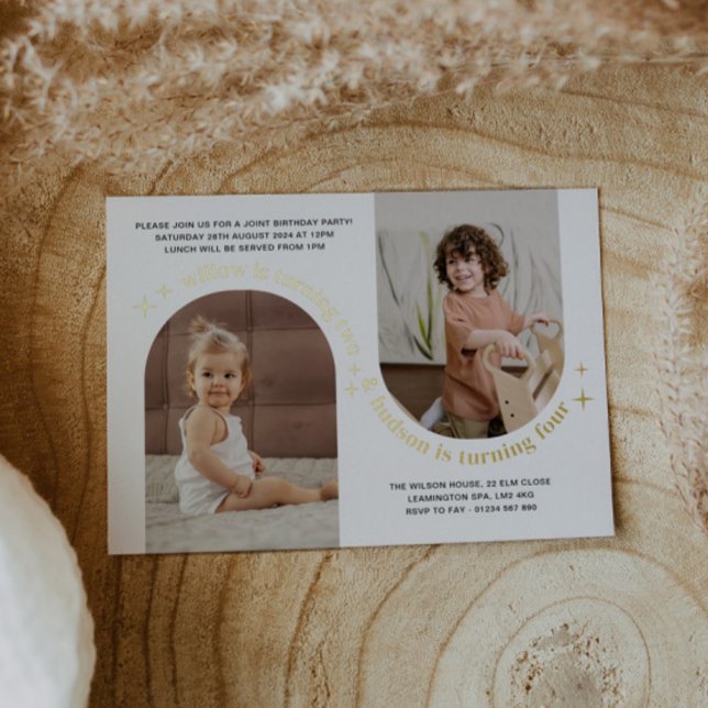 Double Arc Photo Invitation conjointe Anniversaire (Créateur téléchargé)