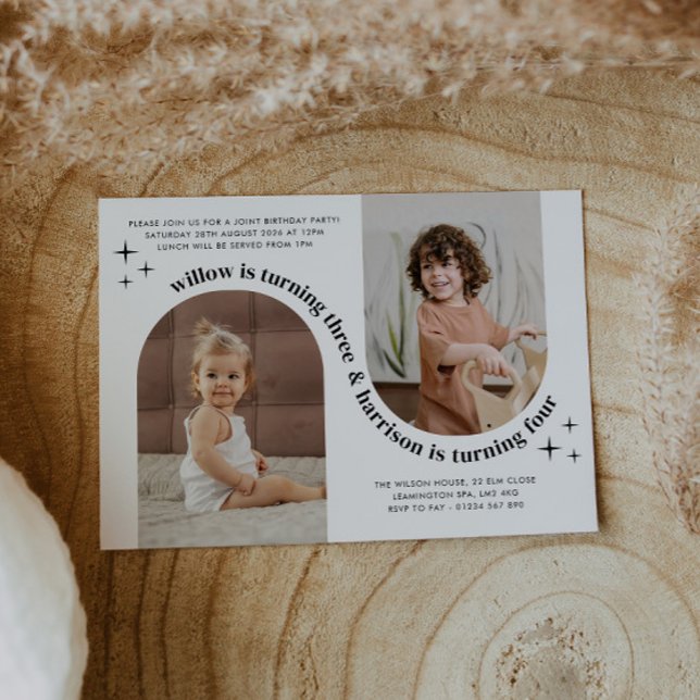 Double Arc Photo Invitation conjointe Anniversaire (Zazzle Double Arch Photo Joint Birthday Invitation)
